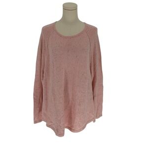 Karen Scott Tea Rose Speckled Curved Hem Pullover Sweater Pink XXL